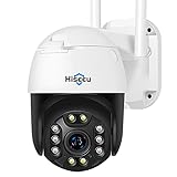 【5X Optischer Zoom】Hiseeu 3MP Überwachungskamera Aussen WLAN,360 ° Anzeigen PTZ Kamera mit Farbe Nachtsicht,Automatische Verfolgung,2-Wege-Audio,IP66 Wasserdicht,Cloud/SD-Karten Speicher