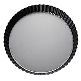 PERSENTU Quiche-Tarteform, 22 cm, antihaftbeschichtet, abnehmbarer loser Boden, geriffelte runde Quiche-Tartpfanne zum Backen, Mini-Quicheform, Flans, Kuchenform, Quicheform, Karbonstahl, rob