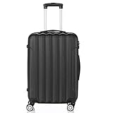 LEADZM Koffer Trolley Reisekoffer mit 4 Rollen und Zahlenschloss, Handgepäck Koffer, ABS Koffer Organizer, Teleskopgriff(M-L-XL-Set) (Schwarz, M)