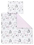 TupTam Unisex Baby Bettwäsche Bettdecke Kopfkissen mit Bezüge Wiegenset 4-teilig, Farbe: Bärchen Wald / Mint / Rosa, Größe: 80x80 cm