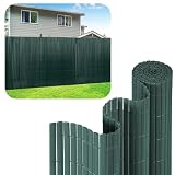 Ollewiellan PVC Sichtschutzmatte 140x400 cm, Sichtschutz Garten Windschutz, Balkon Sichtschutz Sonnenschutz, Garten Sichtschutz mit Dreifachverstärkung, mit Kabelbinder,Grü