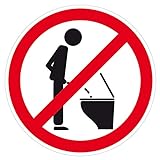 deformaze Sticker Bitte nicht im Stehen pinkeln - Stehpinkler verboten Aufkleber Ø 8 cm für Bad Toilette WC Deckel Spülkasten Badezimmer