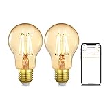 Linkind Smart WiFi Vintage E27 LED Lampe, 4.5W 350lm, 40 Watt ersetzt, 2200K Warmweiß Retro Weihnachtsdeko A60 Edison Birne dimmbar (5%-100%), kompatibel mit Alexa/Google Home/SmartThings, 2 Stück