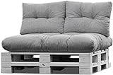 normani Palettenkissen Set Sofa Sitzkissen mit Rückenkissen Outdoor Palettenauflagen (Sitzkissen Gesteppt 120x80) Farbe Hellgrau