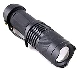 Mini-LED-Taschenlampe mit verstellbarem Fokus/Zoom von BuyinCoins, LED: CREE Q5, 200 Lumen, erhältliche Farben: Rot, Blau, Schwarz