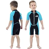NATYFLY Kids Shorty Neoprenanzug 2.5mm Kinder Neopren Thermal Badeanzug UV-Schutz Badeanzüge für Mädchen Jungen One Piece Wetsuits (Blau, 6 Jahre)