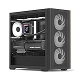 AeroCool D301A Mid-Tower Case, Gaming PC Gehäuse, optimierter Airflow, Holz Mesh Frontpanel, schlankes Design, inkl. 4 RGB-Lüfter, kompatibel mit ASUS and MSI M-ATX Motherboards, USB Type C, Schw