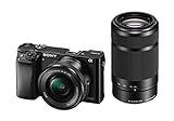 Sony Alpha 6000 Systemkamera (24 Megapixel, 7,6 cm (3') LCD-Display, Exmor APS-C Sensor, Full-HD, High Speed Hybrid AF) inkl. SEL-P 16-50 mm und SEL 55-210 mm Objektiv, 120 x 66,9 x 45,1 mm, schwarz