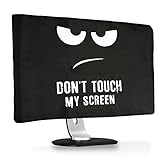 kwmobile Schutzhülle kompatibel mit 24-26' Monitor - Hülle PC Bildschirm - Computer Cover Case Don't Touch My Screen Weiß Schwarz