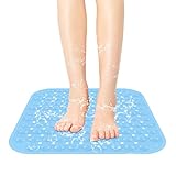 SIHOHAN Duschmatte, 47x47cm rutschfest Duscheinlage antibakterielle Badematte, Dusche Antirutschmatte mit Saugnäpfen, maschinenwaschbar Badewannenmatte (Blau)