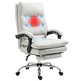 Vinsetto Bürostuhl mit Massagefunktion, Ergonomisch Schreibtischstuhl mit Liegefunktion, Heizfunktion, Höhenverstellbar Computerstuhl mit Fußstütze, Drehfunktion, C