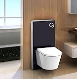 Schwarzglas Sanitärmodul für Wand-WC inkl. Betätigungsplatte