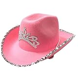 Ruluti 1pc Western-Art-cowboyhut Glitter Cowboy Hut Country Ranch-Feiertags-Kleid-Partei-Hut-rosa