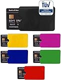 RFID Schutzhüllen, TÜV-geprüft, NFC Blocker Kreditkarte, EC Karte Funk-Abschirmung - 6er Pack bunt, schwarz, pink, gelb, blau, rot u. grün