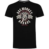Gas Monkey Garage Offizielles Kyd T-Shirt GMG Hot Rod 'Twin Flags', XXXL, Schw