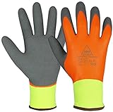 Hase 1 Paar Superflex Thermo+ Winter-Arbeitshandschuhe - Kälte-Schutz-Handschuhe - EN 388/420/511 - Orange/Grau - 10/XL