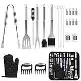 SEATANK Barbecue Grilling Accessories 25pcs with Thermometer BBQ Tool Sets Stainless Steel Accessories with Carrying Bag Indoor Outdoor Cooking and Camping, Birthday Gifts for Men and Women