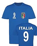 WM EM Trikot - Italia 9 - Mädchen T-Shirt - Royalblau Gr. 110-116