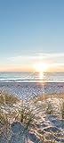 POSTEROASE - Türfolie selbstklebend 3D Türposter 88x200cm - Ostsee Strand durch Dünen mit Sonnenuntergang - Meer Beach Wald - Türaufkleber Türtapete door - Fototapete