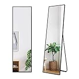 FANYUSHOW Großer Standspiegel mit Metallrahmen 150x40cm Ganzkörperspiegel mit Schwarz Wandspiegel für Wohn-, Schlaf- und Ankleidezimmer, Lehnspiegel