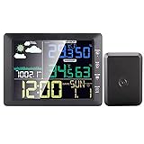 DFGADF Wetterstation, Bunte Big LCD Wireless Wetterstation Touch Key Home Thermometer Hygrometer Barometer Hintergrundbeleuchtung Sound Control -40-60 Grad (Color : B)
