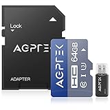 AGPTEK 64GB TF Karte UHS-I U3 mit Kartenleser, Micro Memory SD Karte kompatibel mit AGPTEK MP3-Player