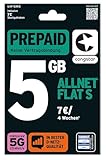 congstar Prepaid ALLNET S SIM-Karte ohne Vertrag I 3GB Prepaid-Paket in D-Netz Qualität für Einsteiger I 5G mit 25 Mbit/s I Telefonie & SMS Flat in alle dt. Netze I EU-Roaming ink