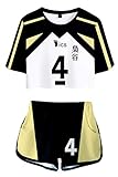 Haikyuu Fukurodani Akademie Nr. 4 Bokuto Koutarou Uniform Jersey Trikot Cosplay Kostüm T-Shirt Shorts Volleyball Trainingsanzüge --Damen