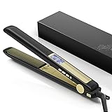 Glätteisen Pro Haarglätter Digital LCD ionische Titan-Platten Anti-Spliss Haarstyling Dual-Spannung (Matt-schwarz)