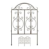 Relaxdays Gartenzaun aus Stahl, Zaunstecksystem 3er Set, verzierter Vorgartenzaun, Zaunelement HxB: 98 x 63,5 cm, B