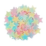sinzau Leuchtsterne Selbstklebend, Wandaufkleber Leuchtsterne Sticker, zum Dekorieren von Schlafzimmern, Kinderzimmern, 100 Stück, Bunt