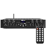 Power Dynamics PV260BT Verstärker mit Bluetooth - 6 Kanal Bluetooth-Receiver mit 600 Watt Leistung, MP3-Player, FM Radio - für Karaoke geeignet, inklusiv Fernbedienung - Schwarz