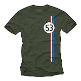 MAKAYA T-Shirt Herren - Herbie 53 Vintage Tuning Motiv Retro Geschenke für Autoliebhaber Grün Größe XXXXL