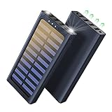 Aikove Solar Powerbank Handy, 24000mAh Schnellladen Tragbares Ladegerät , drei Input Ladeport mit 4 USB Ports, Externer Akku hinausgehen Power Bank Kompatibel für Mobiltelefon und Tablet