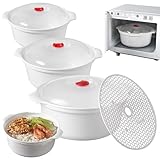 3 Pcs Mikrowellengeschirr, Frischhaltedosen Mit Deckel, Mikrowellenteller Mit Deckel, 3 L Mikrowellenschüssel, Vorratsdosen Schüssel Mit Deckel, Verwendbar Als Vorratdose Geeignet Für Dampfgarer Kü