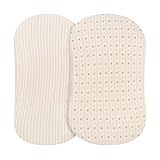 Elys & Co. Stubenwagen-Bettlaken-Set, Baby-Mädchen, Spannbetttuch für Stubenwagen, 100 % Jersey-Strick-Baumwolle, rosa linear florale Kollektion, 32 x 16 x 3 cm, 2 Stück