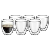 WMF Kult doppelwandige Espressotassen Glas Set 6-teilig doppelwandige Gläser 80ml, Schwebeeffekt, Thermogläser, hitzebeständiges Espresso Glas