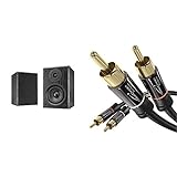 Dual LS 100 Aktiv-Lautsprecher Set (Phono-Eingang, integrierter Verstärker für Plattenspieler, Paar) schwarz & KabelDirekt - Cinch Audio Kabel - 2m