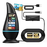 DVBT2 Antenne, Digitale TV-Antenne, Großer Reichweite und 360° Empfang verstärkte, Zimmerantenne für Fernseher mit Starkem Magnetfuß, Unterstützt 4K 1080P, TV kostenlos DVB-T2 VHF UHF, Koaxialkab
