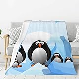 SYLALE Flanell-Decke, Überwurf, Pinguin, Antarktis, Eisdruck, 152 x 203 cm, ideale dicke Bettdecke oder Bettüberwurf, perfekt für Bett, Wohnzimmer, Sofa, Couch