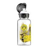Borussia Dortmund Kinder (Unisex) Bvb-trinkflasche mit Stadionmotiv (Tritan) Trinkflasche, Schwarz/gelb, Einheitsgröße