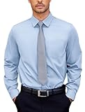 COOFANDY Hemd Herren Business Hemden Stretchhemd Für Herren Mit Tasche Oberhemden Anzughemd Modisch Manschettenhemd Hellblau XL