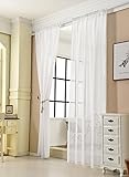 WOLTU® VH5859ws-2, 2er Set Gardinen transparent mit Kräuselband Leinen Optik, Doppelpack Vorhang Stores Voile Fensterschal Dekoschal für Wohnzimmer Kinderzimmer Schlafzimmer, 140x245 cm, Weiß