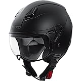 Nexo Jethelm Motorradhelm Helm Motorrad Mopedhelm Demi Jet Helm City II Mattschwarz S, Unisex, Chopper/Cruiser, Ganzjährig, Thermoplast, matt schwarz