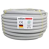 Megastore Flexibles Leerrohr Wellrohr 320N Grau | Klassifizierung M16 M20 M25 M32 M40 M50 Kabelschutz Schutz Rohr ungeschlitzt Außenbereich (Ø14 mm innen/Ø 20 mm außen / 50m)