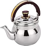 AWAING Induktion Dicker Wasserkocher aus Edelstahl mit ergonomischem Griff Campingkocher mit großem Fassungsvermögen pfeifend Wasserkessel für Holzofen(Color:Silver;Size:3.5L)