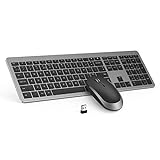 Kabellose Tastatur und Maus in voller Größe, schlanke, dünne, kabellose Tastatur-Maus, 2,4 G, stabile Verbindung, einstellbare DPI mit Ziffernblock