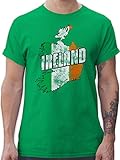 Länder Fahnen und Flaggen - Ireland Umriss Vintage - XXL - Grün - Irland - L190 - Tshirt Herren und Männer T-Shirts