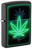 Zippo Gleaming Leaf Design Black Matte Pocket Lig
