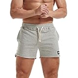 AIMPACT Herren Laufshorts Fitnesshose Sport Shorts Bermuda Casual Baumwolle Kurz Hose mit Tasche (Hellgrau L)